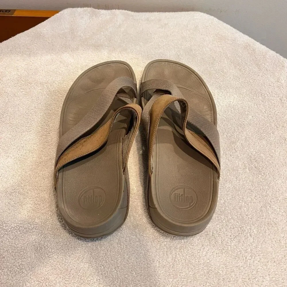 Fitflop MensTaupe Sling Nylon Walking Sandal 11 Flat Comfort Slip On Casual